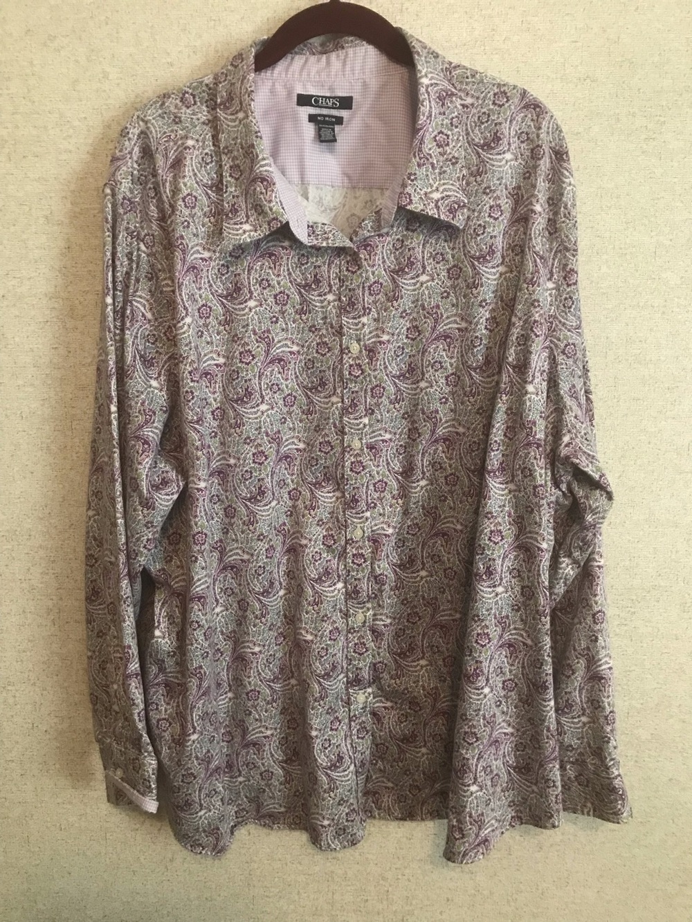 Chaps Women’s Lavender Paisley Button-Down Shirt Size 3X